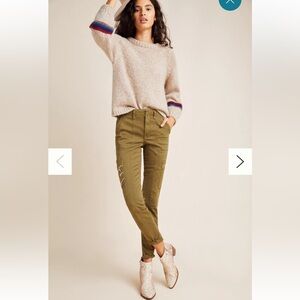 Anthropologie Austen Embroidered Utility Pant Size Large